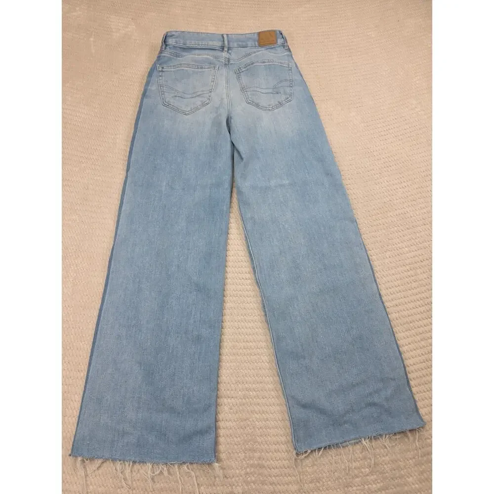 American Eagle Jeans Womens 2 Super High Rise Baggy Wide Leg - Picture 9 of 10
